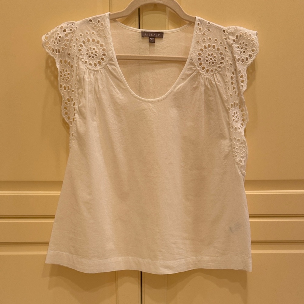 Lilla P white Eyelet Lace Blouse